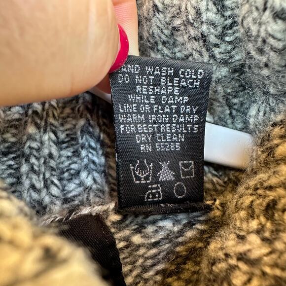 VTG Express Merino Wool Knit Turtle Neck Sweater Women M Green Cropped Pullover - Picture 11 of 12